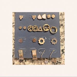 Universal Thread Earring Set of Eleven Modern Boho Eclectic Gold Trendy Earrings